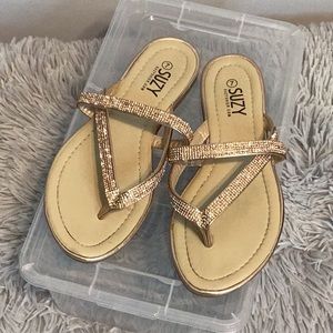 Suzy Shier rose gold sparkle flats